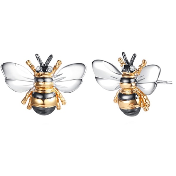 18K gold plated enamel earrings, sparkling bumblebee earrings