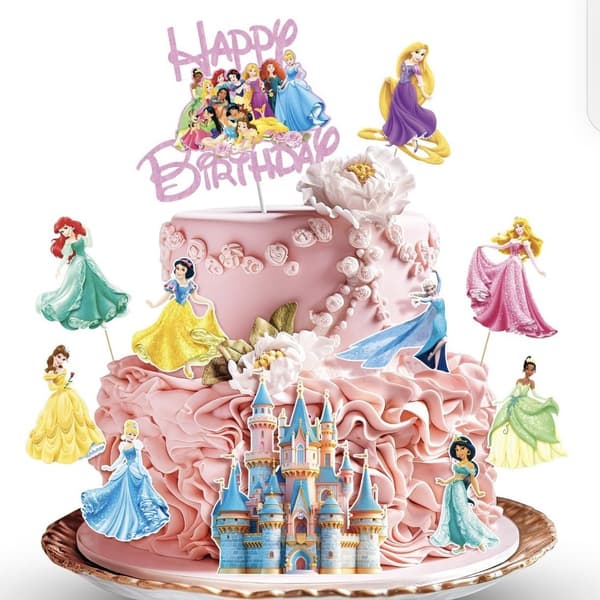 Frostprinsesse 7-tema kake-toppsett, bursdagsfest cupcake-pinner med 1 stor og 10 små glitterdekorasjoner