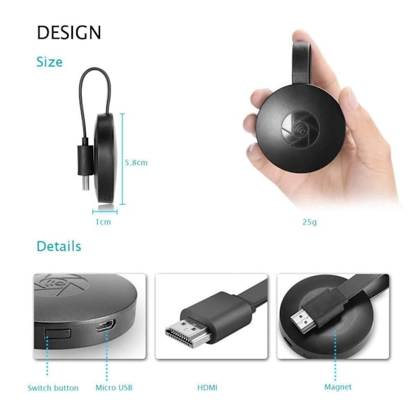 Trådlös WiFi-skärmdongel HDMI, WiFi trådlös miniskärmsdelning