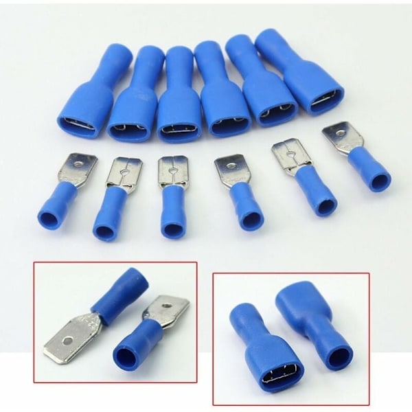 100 stk. CK blandede metallkabelterminaler Spade-kontakter Hann- og hunnkontakt 100-delt sett