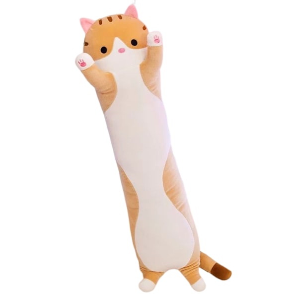 Lang kattekrammepude Tegneserie katteplyslegetøj soveværelsesdekoration til børn Grå 50cm - Perfet Brun Brown 70 cm