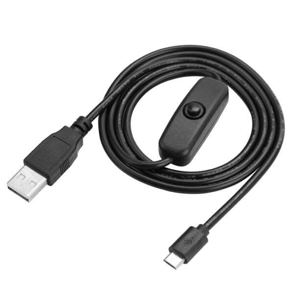 Micro USB-strømkabel med tænd/sluk-knap til Raspberry Pi 3/2/B/B+/A++