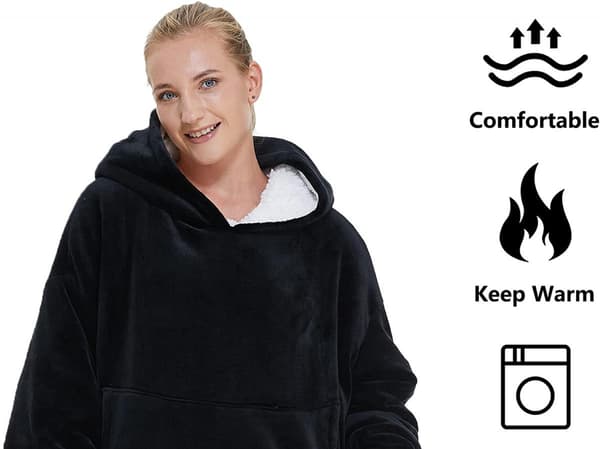 Snuggie Oversized -huopa hupparilla Mörkblå