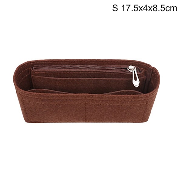 Multi-Pocket Dam Insatsväska Filt Handväska Kaffe Kaffe[qb] Coffee S