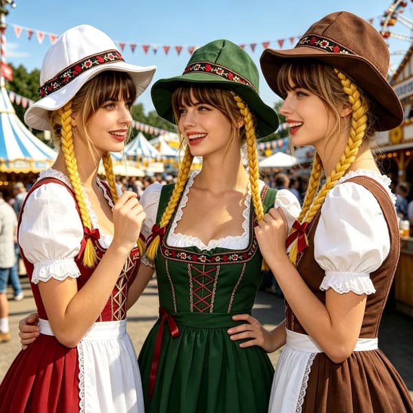 Oktoberfest bayersk flettehatt for kvinner, hodeplagg til München ølfestival kostyme Brown