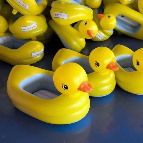 Oppustelig Andeformet Babybadekar – Fortykket Flydende Pool-Flyder til Børn 90*50*25cm