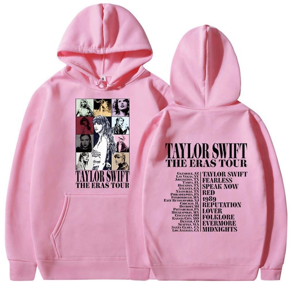 Taylor Swift The Best Tour Fans Luvtröja Printed Hooded Sweatshirt Pullover Jumper Toppar För Vuxna Kollektion Present Rosa julklapp Rosa Pink S