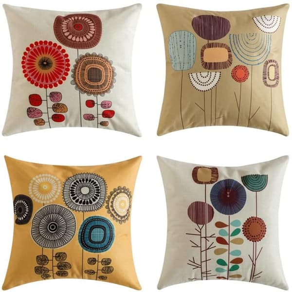 Dekorativa kuddfodral set om 4 45 cm X 45 cm Boho linne