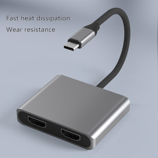 USB-C-hubi kahdelle HDMI-yhteensopivalle 4K 60Hz näytölle, laajennusasema tyypille C