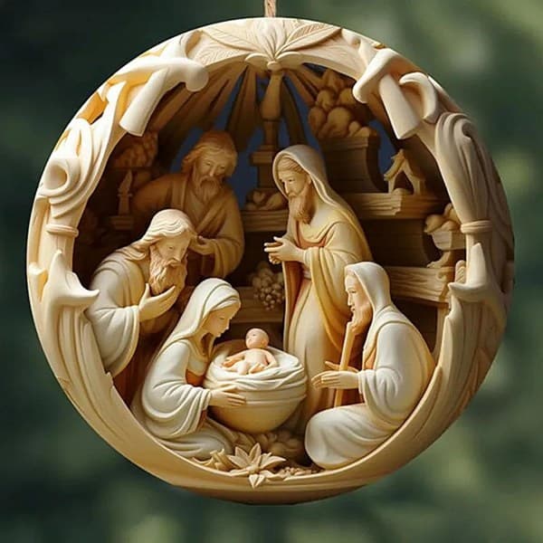 Akryl Hængende Julekrybbe Ornament 4