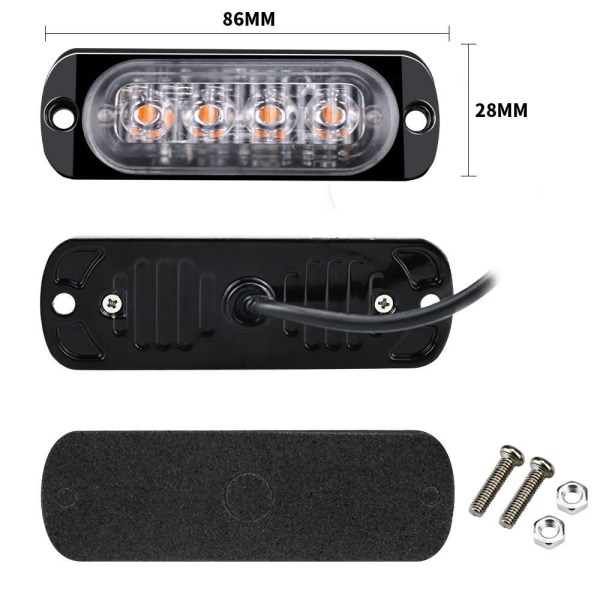 4 kpl Strobe-vilkkuvaroittimet PUNAINEN 4 kpl 4 kpl Punainen Red 4Pcs-4Pcs