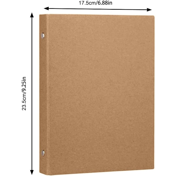 2-pack A5-pärm med 6 hål, påfyllningsbar pärm i kraftpapper med 6 ringar