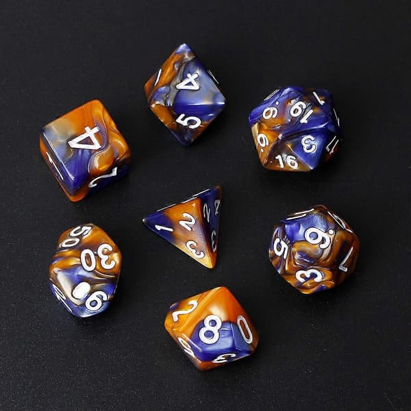 7 st/set Akryl Polyhedral Tärningar För TRPG Brädspel D4-D20{h} Red and white