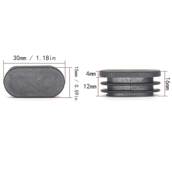 100 st 15x30mm Plaständstycken för Möbelben Ovala Ändstycken för Plaststolsben Pluggar för Ovala Rör_fi[qb]