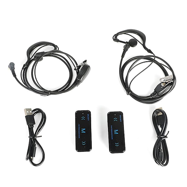 2x mini-kaksipuhelimia 2-suuntainen FM-radiolähetin-vastaanotin + 2 kuuloketta USB-lataus