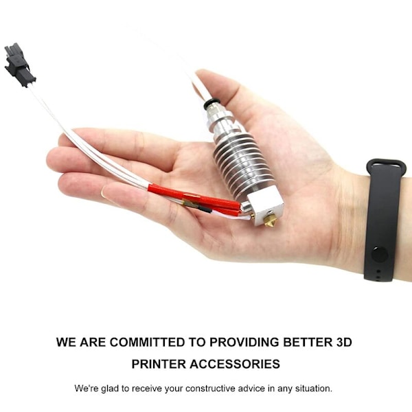 For I3 Hotend 12V med 2 stk 0,4 mm herdet stål for V6 dyser for 3D-utskrift Hotend Ekstruder