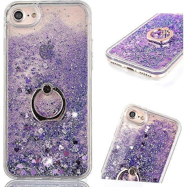 iPhone 6 iPhone 6S Deksel Flytende Glitter Transparent Hard med Ringholder 360 Graders Rotasjon