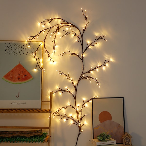 LED Lys Træ, Indendørs Vægdækning Træ Vinlys 144 LED Lys Juledekoration Soveværelse Hjem Varmt Hvid (USB)