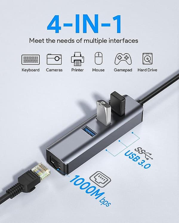 USB C - Ethernet-sovitin, rj45 - USB C Thunderbolt 3/type-c Gigabit Ethernet Lan -verkkoadapteri, yhteensopiva