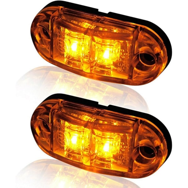 10x 2 LED-sivumerkkilamput 12/24V Perävaunun sivuvalot Keltainen varoitusvalo kuorma-autolle RV-vaunulle Yellow