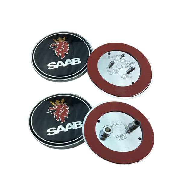 2 stk. kulfiber bil front hætte logo bagagerums emblem til Saab 68mm
