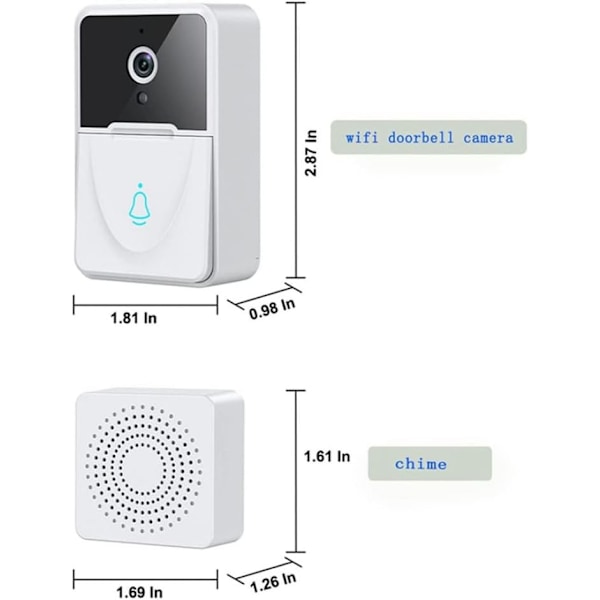 Smart trådløs port med kamera, smart visuell dørklokke oppladbar wifi fjernkontroll videodørklokke