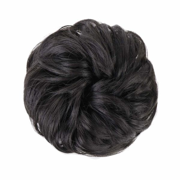 1 stk Messy Bun Hårextensjon Scrunchie Krøllete Bølget Messy Syntetisk Chignon for Kvinner Oppsett Hårtilbehør Natural Black