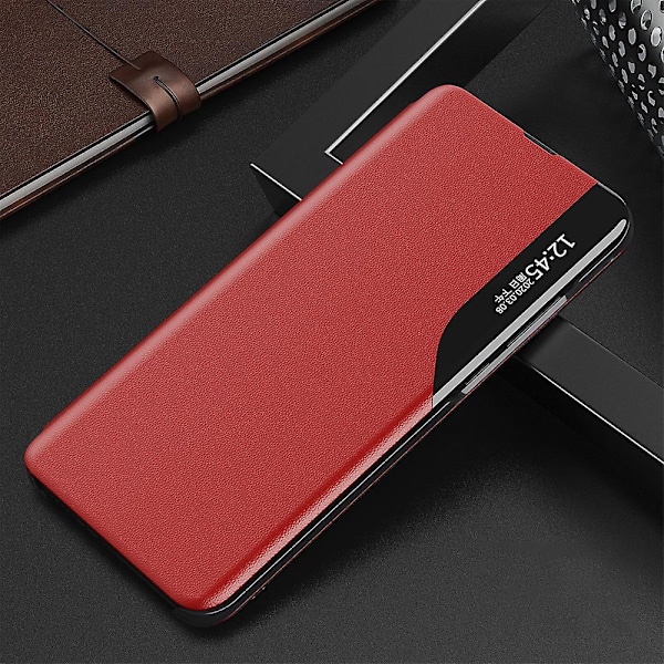 Fodral för Samsung Galaxy A53 5g Fönster Magnetisk Automatisk Stängning Anti-fall PU Läder Flip Folio Red