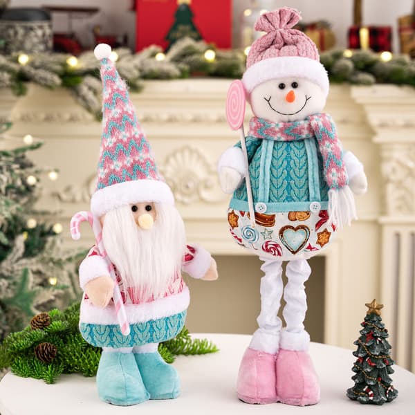 Julepynt lyserøde jule teleskopiske dukke ornamenter snowman