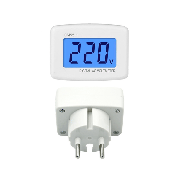 Digital LCD Voltmeter Blå Baggrundsbelysning 220V, EU Stik Spænding Te DXGHC