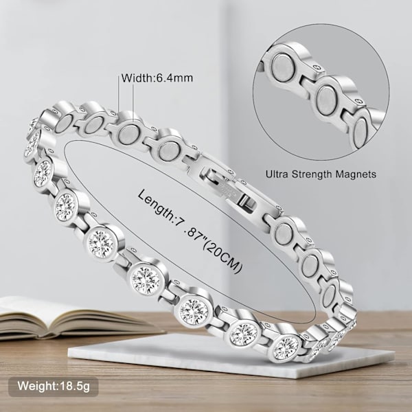 Magnetiske armbånd, sunde magnetiske armbånd til lindring af gigt smerter Magnetiske armbånd Magnetiske armbånd til mænd og kvinder (hvid) white diamond
