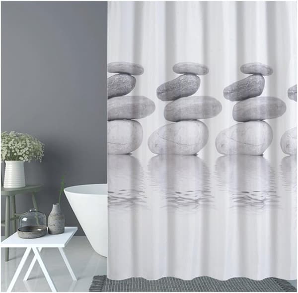 Duschdraperi 200x200 textil grå sten mögelbeständig