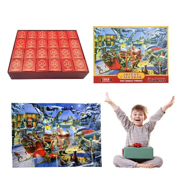 24 Numeroitua Laatikkoa Joulukalenteri Puzzle 1000 Palan Joulu CountDown Puzzle Laatikko Joulu Puzzle Leikki