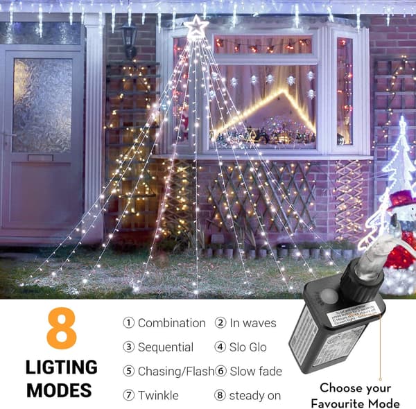 Julelys, 317 LED 10ft X 9 Udendørs Juledekorationer Lys