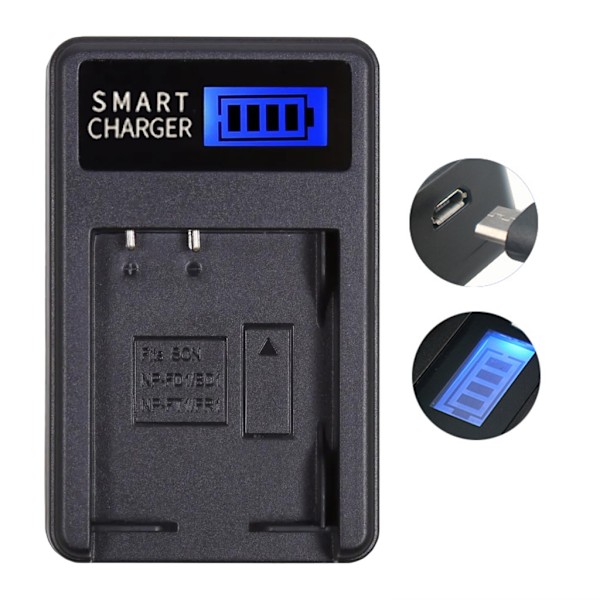 NPBD1 Kamera Batteri LCD USB-oplader til Cyber-shot DSCP100, DSCP120, DSCP150, DSCP200 Kameraer Bærbar og praktisk