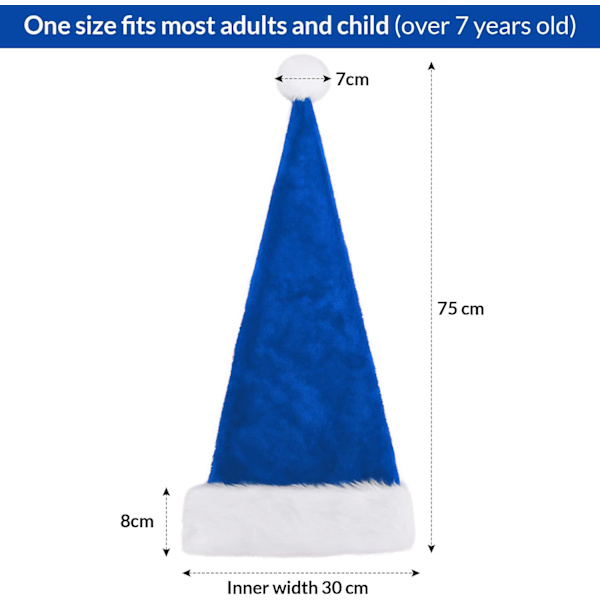 Julhatt Tomtehatt För Vuxna, Plus Lång Julhatt Lyxig Tomtehatt, Julpartyhatt För Män Och Kvinnor, Jultillbehör Blå blue adult