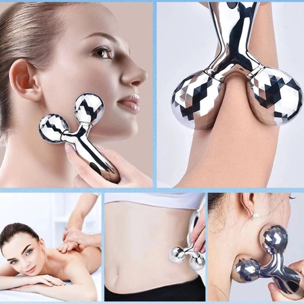 3D Roller Massager Ansiktsmassager Y Shape 360 ​​​​Rotate Tunt Ansikte Kroppsformning Avslappning Lyftande Rynkor Ansiktsmassageapparat