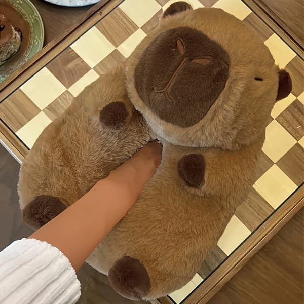 Söpöt kapybara-kotitossut sisäkäyttöön, lämpimät kengät Dark Brown EU 40