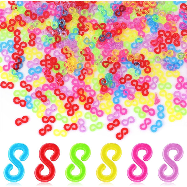 500 stk Elastiske armbåndsstropper Loom Bands S Clips Farge Regnbue