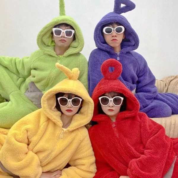 Unisex Teletubbies Kostymer Disi Onesies Lala Cosplay Pyjamas Vuxna Pyjamas Djur Sovkläder Jumpsuit Röd S ed pp