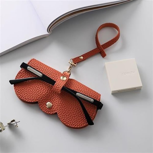 1 stk Retro Læder Håndlavet Brille Etui Solbriller Briller Pro Orange
