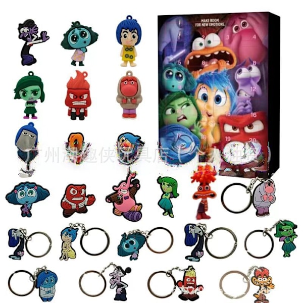 2024 Julekalender Inside Out En Nøglering Julekalender 24 Dages Nedtælling Kalender Blind Box Julegave til Børn og Voksne