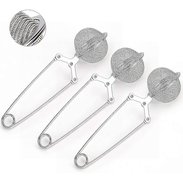 3-pak rustfrit te-si med håndtag Mesh te-kugler Filter-infusere