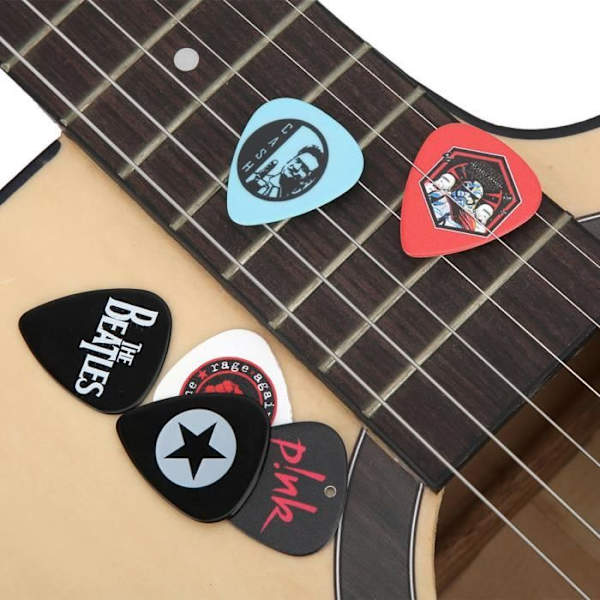 HURRISE Mönsterplock 100 st Celluloid Rock Gitarrplock Kit Musikinstrument Tillbehör + Plockklämma