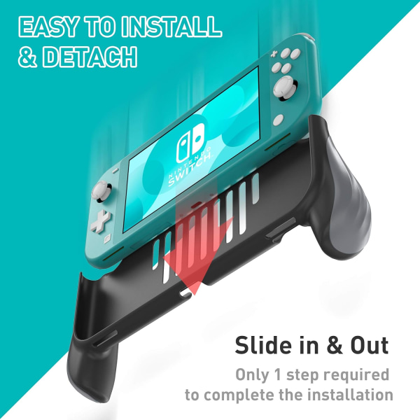 Handtag för Nintendo Switch Lite, ergonomiskt bekvämt handhållet skyddande spelskydd bärbart black