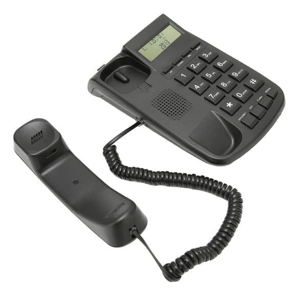 Sladdtelefon med nummerpresentatör, stora knappar, volymkontroll, väggmontering, sladdtelefon med LCD-bakgrundsbelysning