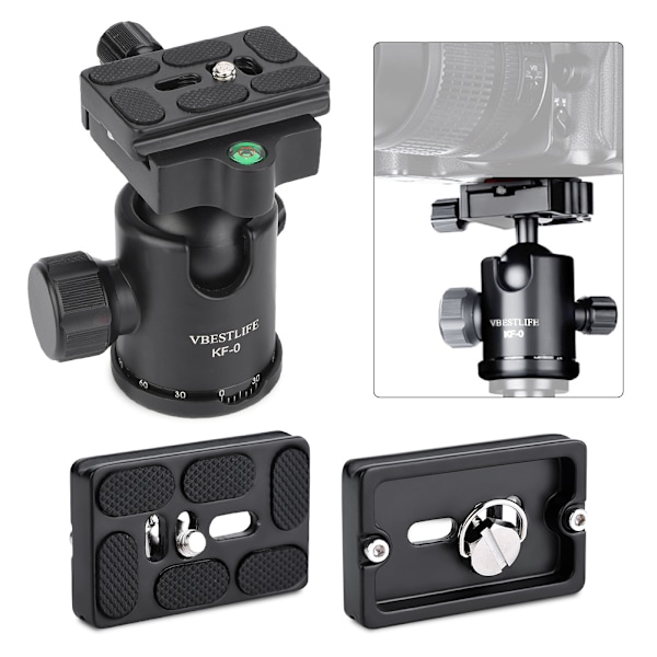 VBESTLIFE Magnalium Mini Tripod Ball Head Mount Stand med hurtigladeplate