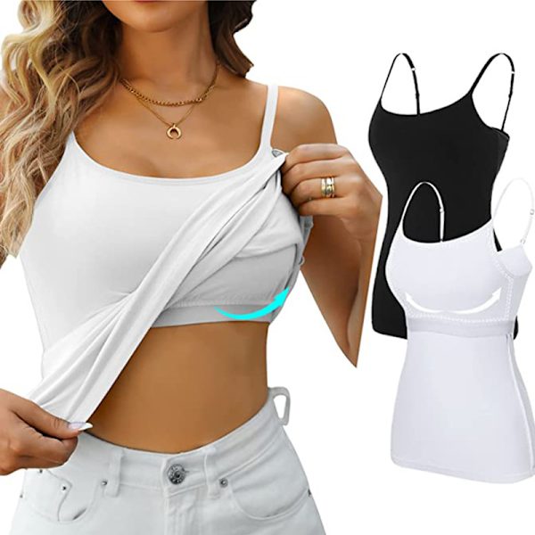 Dam Camisole Ärmlös Cami Väst Topp Yoga Tank Top Vit white S