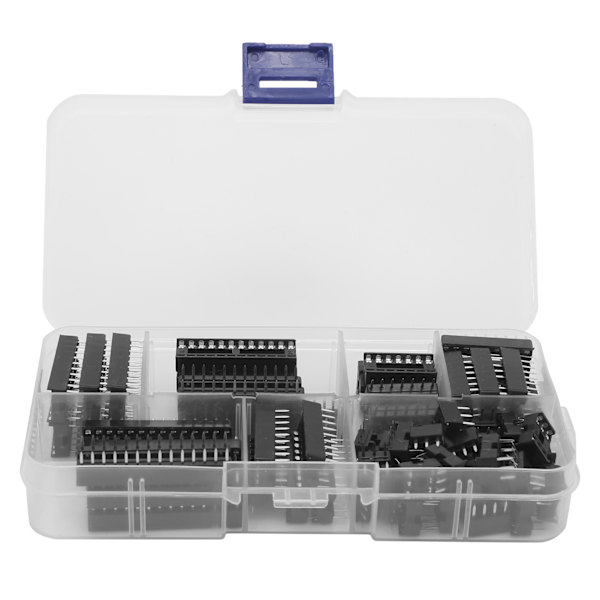 66 stk IC-brikkesokkel Flat Pin DIP integrert kretskomponent sortimentsett 2,54 mm