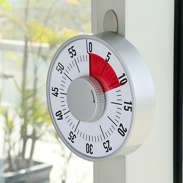 Magnetisk Mekanisk Nedtellingstimer 60 Minutter Kjøkken Matlaging Studietimer Silvery